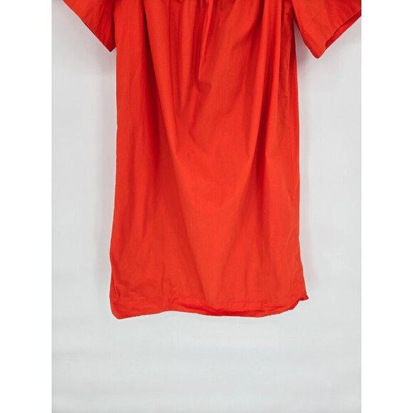 J. Crew Women Off The Shoulder Orange Cotton Babydoll Smocked Dress Size 2 - Picture 6 of 13